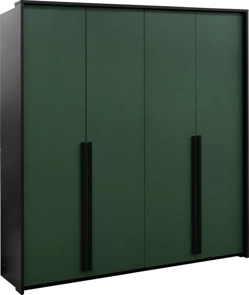 Kleiderschrank GENUA 210 cm, 4-türig, Drehtürenschrank, Schrank (Flaschengrün)