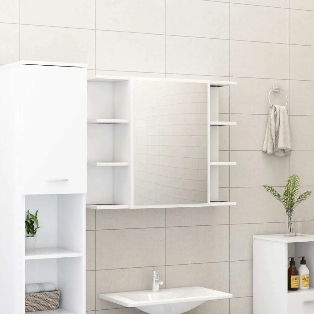Armadio Specchio Bagno 80x64 cm Bianco | Luce e Ordine a Parete
