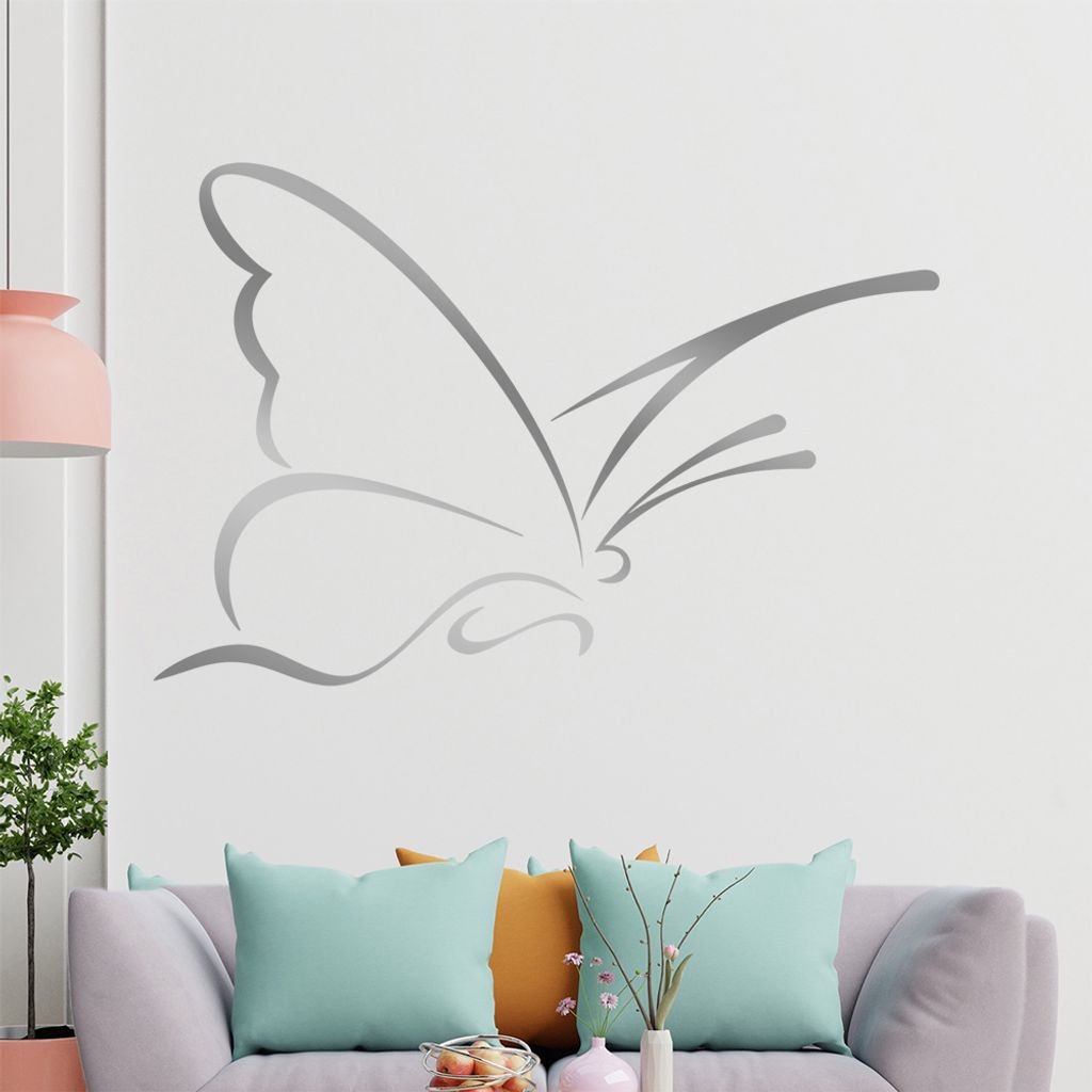 Schmetterling Linien Wandtattoo in 6 Größen - Wandaufkleber Wall Sticker - Dekoration, Küche, Wohnzimmer, Schlafzimmer, Badezimmer