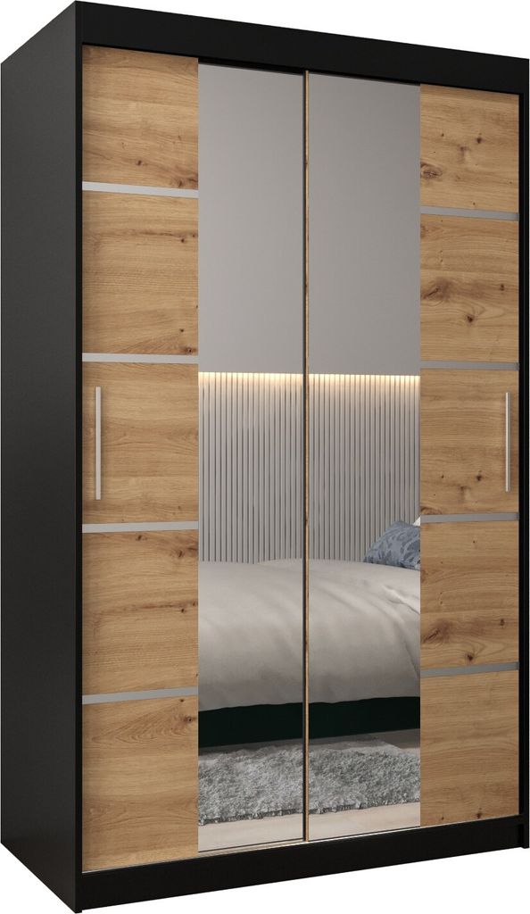 Kleiderschrank, Schiebetürenschrank Schlafzimmer, Schrank mit Spiegel VERONA 4 120 cm