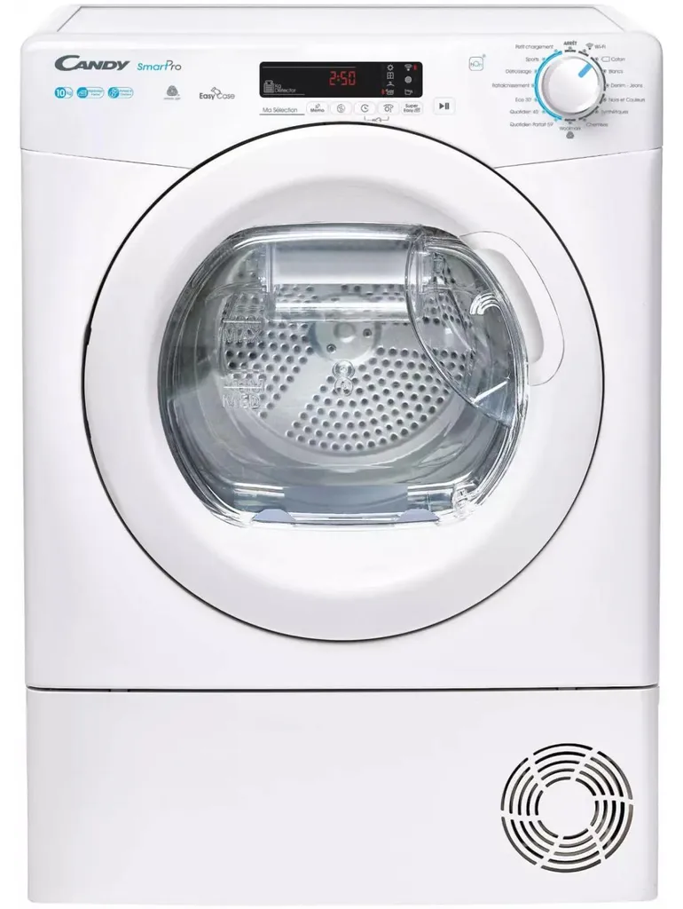 Sèche-linge grande capacité 10kg Candy CSOE H10A2DE-47 idéal familles
