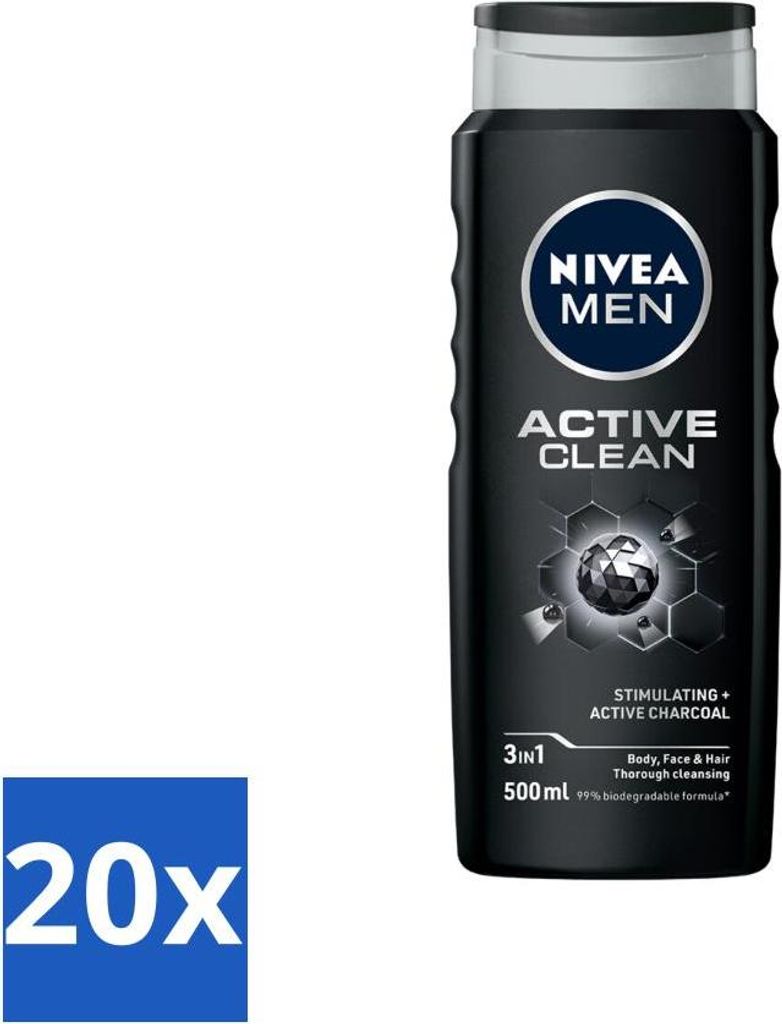 NIVEA MEN - Duschgel - Active Clean - 500 ml - Vorteilspack - 20 Stücke