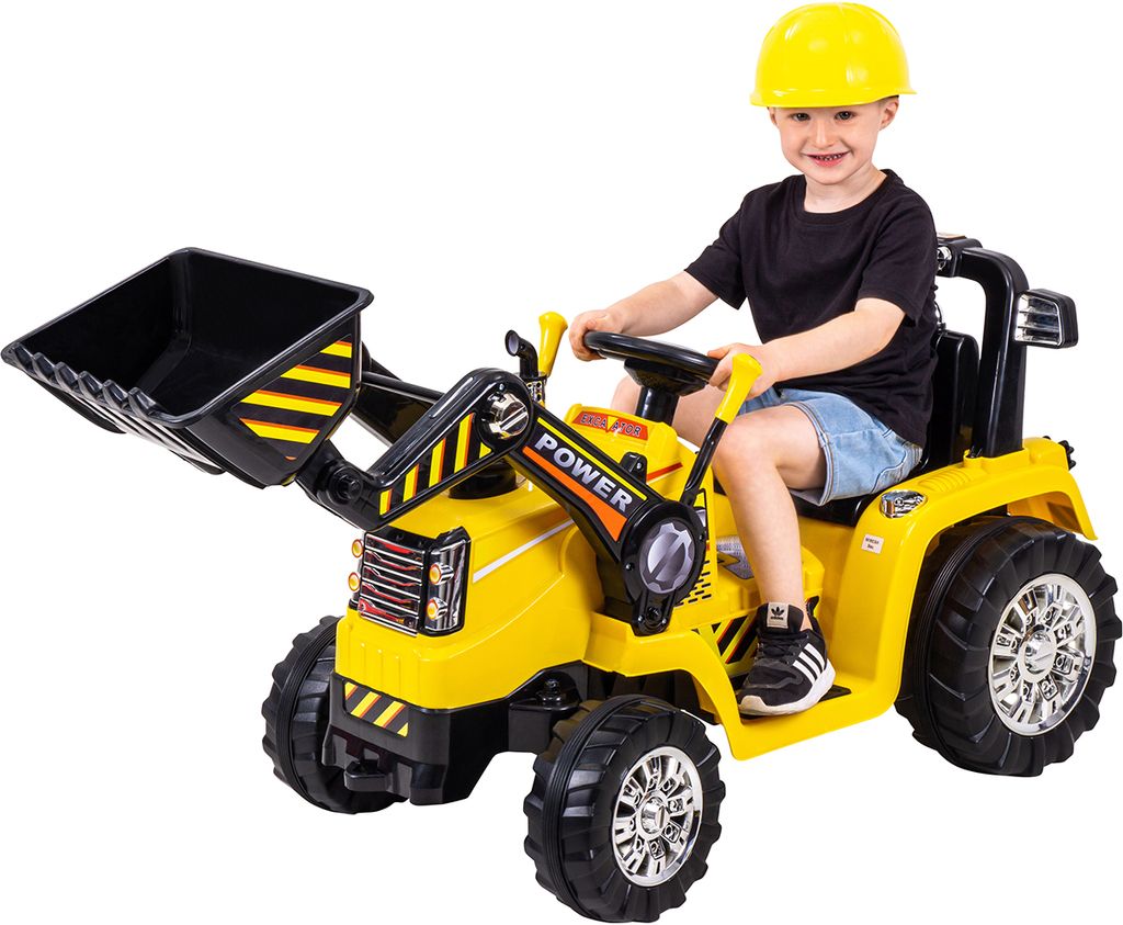 Kinder Elektro Auto Fahrzeug BAGGER Traktor Kinderauto Elektrobagger 2x35W 