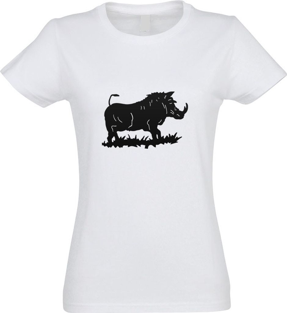 Kiwistar - T-Shirt tailliert - Damen - Weiss - Wildschwein Motiv 2 - Keiler - mit Motiv Bedruckt - Funshirt Design - Sport - Freizeit - Damen - XL
