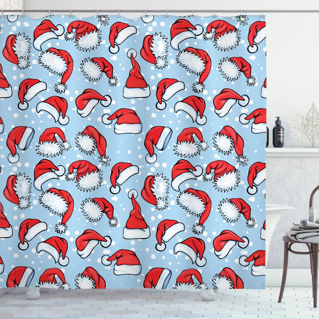Tenda Doccia Pop Art Natale ABAKUHAUS 175x220 - Trend Bagno 2026