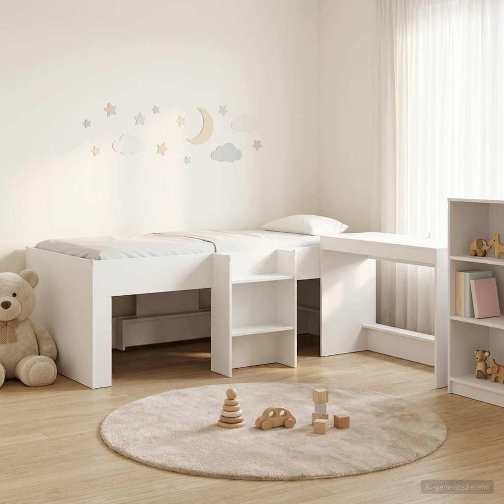 Möbel Hochbett mit Schreibtisch für Kinder Weiß 98,5 x 200 cmKlassische Betten - Klassische Betten c4979