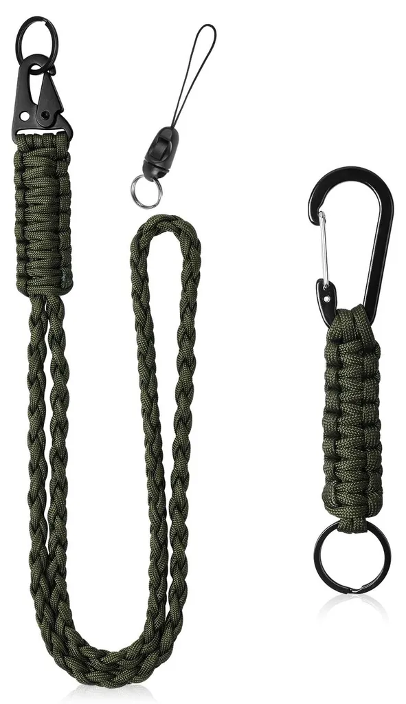 Porte-clés paracorde anti-perte avec crochet sécurisé pour sac et ceinture