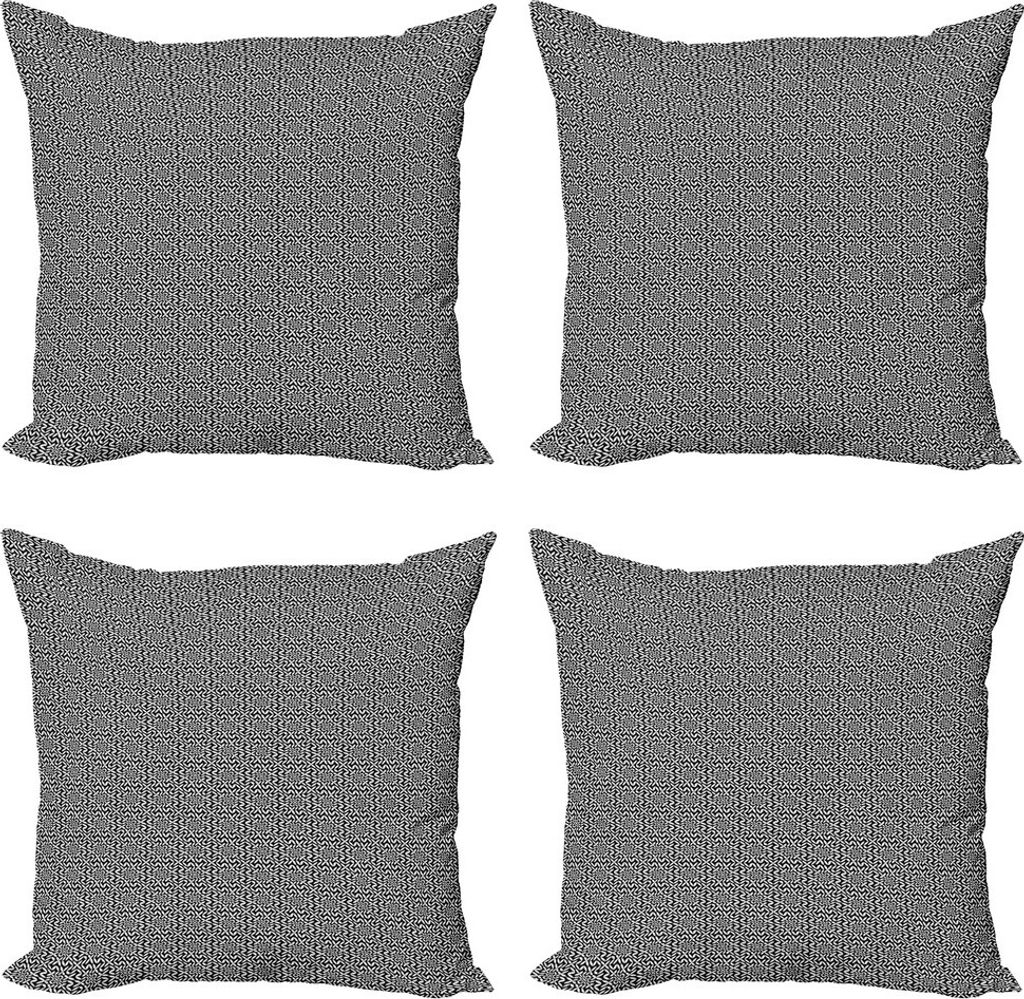 ABAKUHAUS Geometrisch Kissenbezug Set (4 Stück), Abstrakt Hipster-Muster, Moderner Doppelseitiger Digitaldruck, 40 cm x 40 cm, Schwarz und weiß