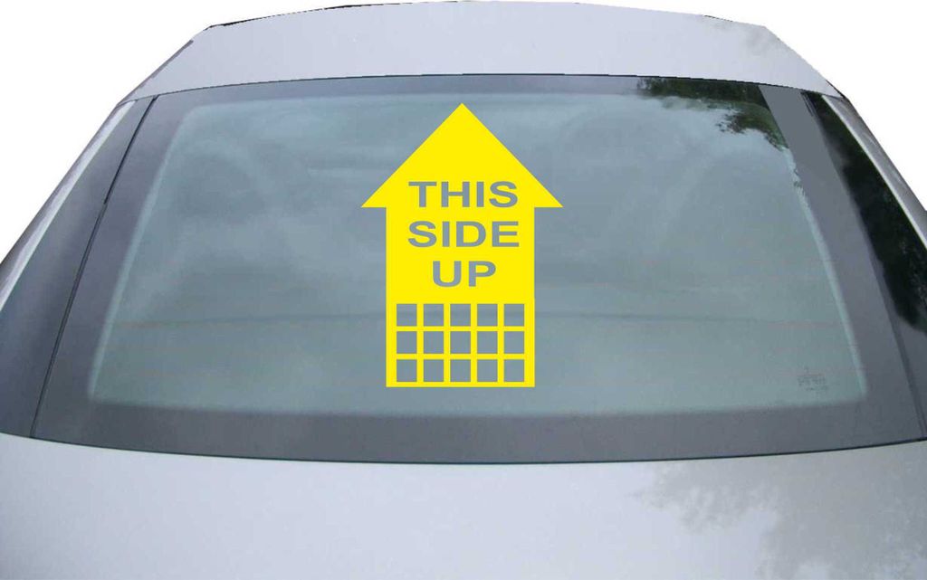 Indigos UG - Aufkleber Heckscheibe & Motorklappe DE6273 - gelb - 600x428 mm - this side up - Auto Scheiben Fenster Heckklappe Tuning Racing JDM - D...