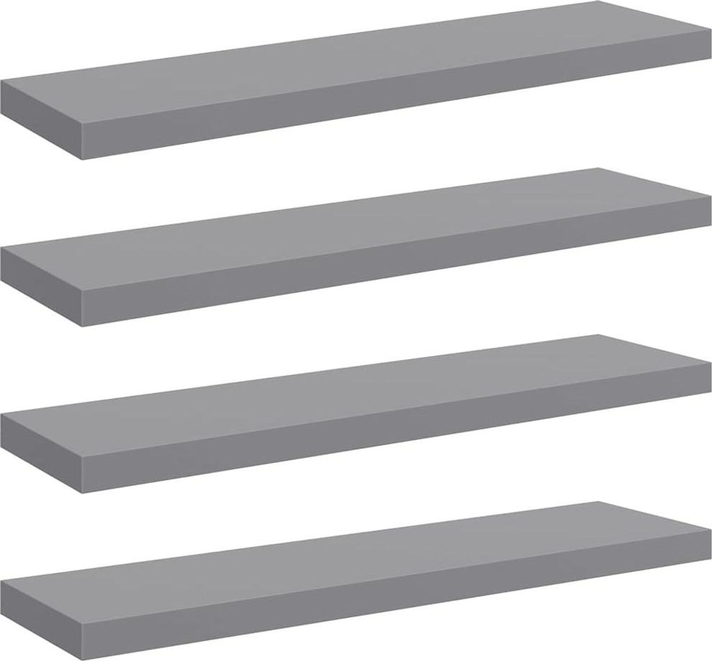 vidaXL Schwebende Wandregale 4 Stk. Grau 90x23,5x3,8cm MDF