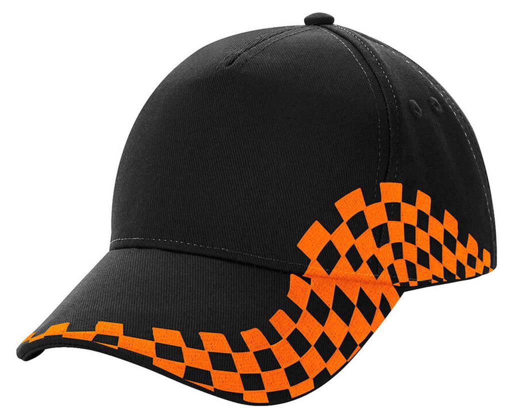 Beechfield - "Grand Prix" Kappe FK1757 (Einheitsgröße) (Schwarz/Orange)