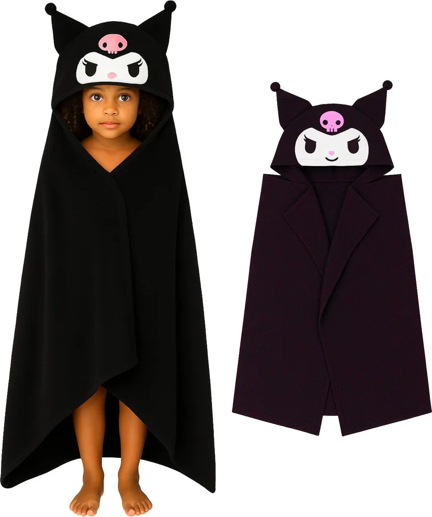 Sweat plaid Hello Kitty pour enfant - Couverture à manches noire 100cm