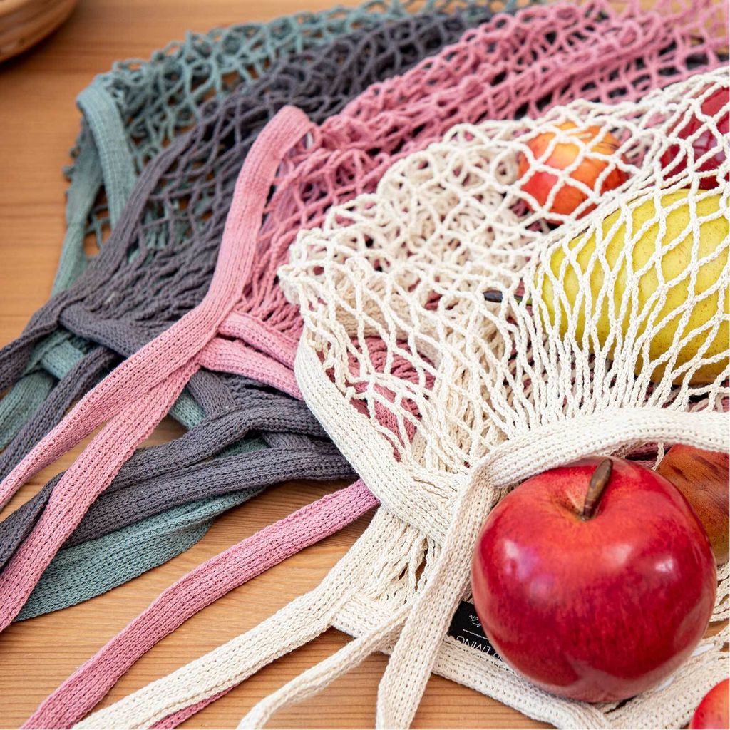 Bio Baumwoll Einkaufstasche - Wiederverwendbares Obstnetz 35x35cm Aus Bio-Baumwolle