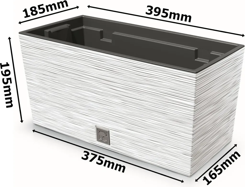 Bac à fleurs blanc 39,5cm avec insert 8L amovible pack de 2 unités 12L - 2