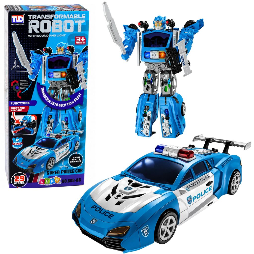 2-in-1-Polizeiroboter mit Licht, Sound und Abschussfunktion Produktbild 