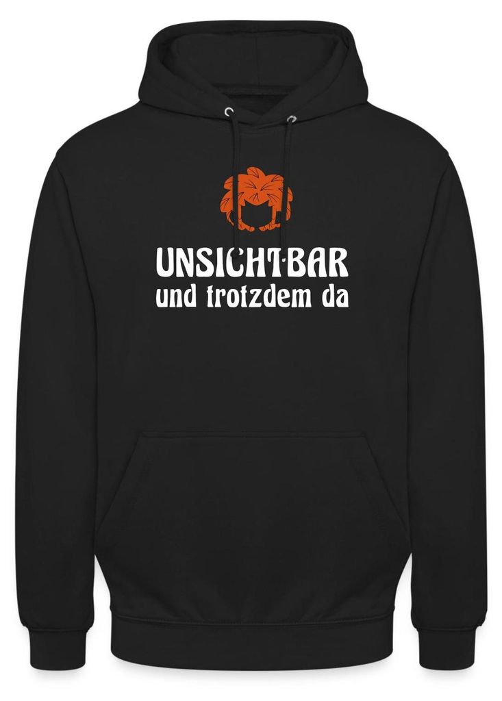 Spreadshirt Pumuckl Mit Spruch Unsichtbar Und Trotzdem Da Uni Hoodie, XXL, Schwarz