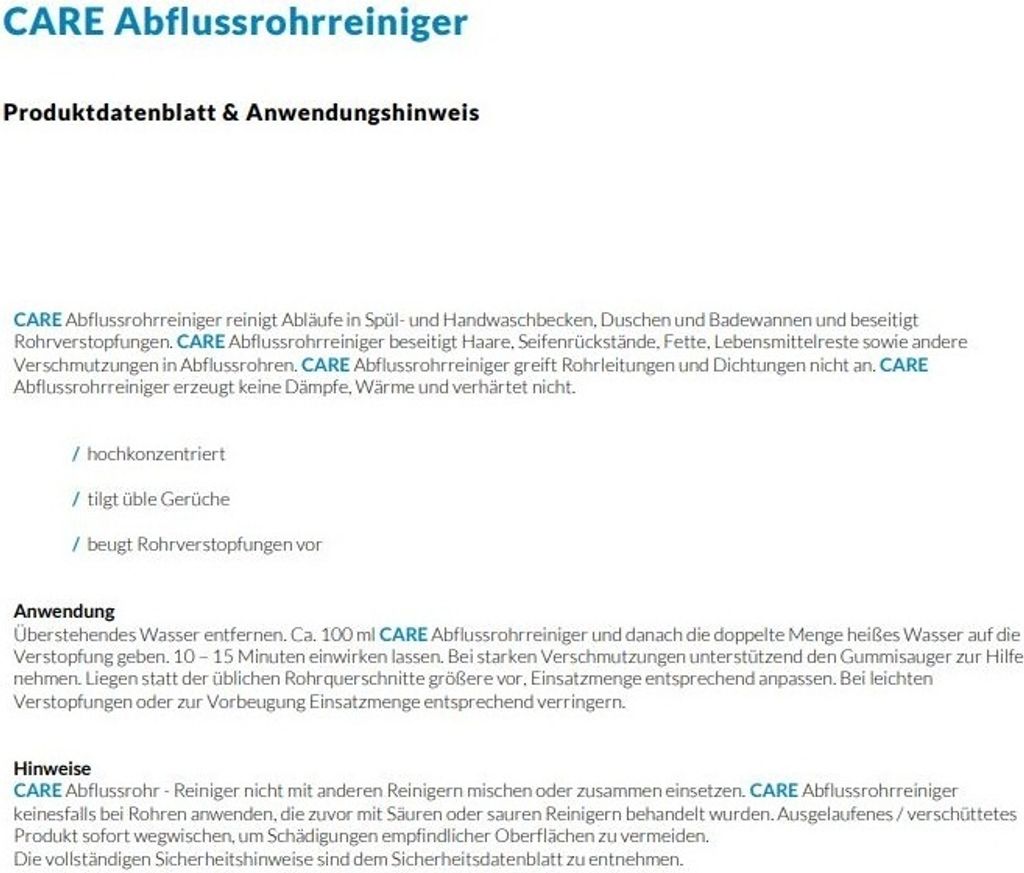 CONEL CARE Abflussrohr-Reiniger 1L Produktbild 2