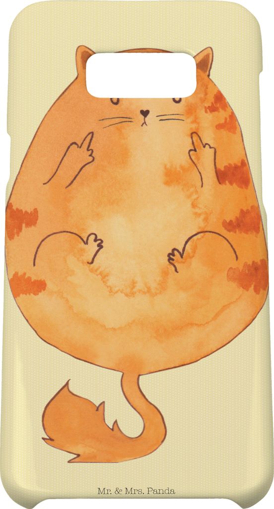 Mr. & Mrs. Panda Samsung Galaxy S8 plus Handyhülle Katze Mittelfinger - Gelb Pastell - Geschenk, Cat, Hülle, Genervt, Cats, Katzen, Handy, Cover,...