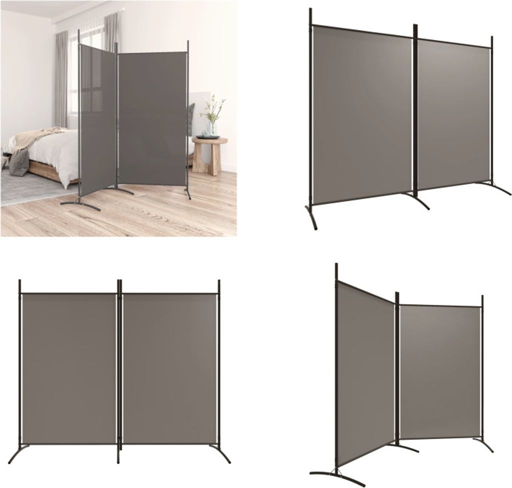 vidaXL 2 tlg. Paravent Anthrazit 175x180 cm Stoff - Raumteiler - Paravent - Raumtrenner - Trennwand