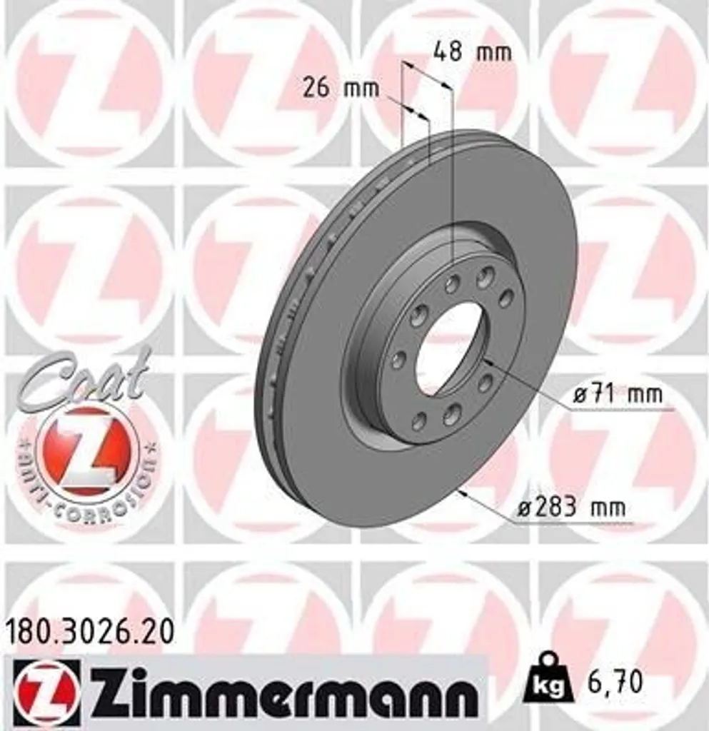 Disque de frein anti-corrosion Zimmermann pour C4 Grand Picasso II