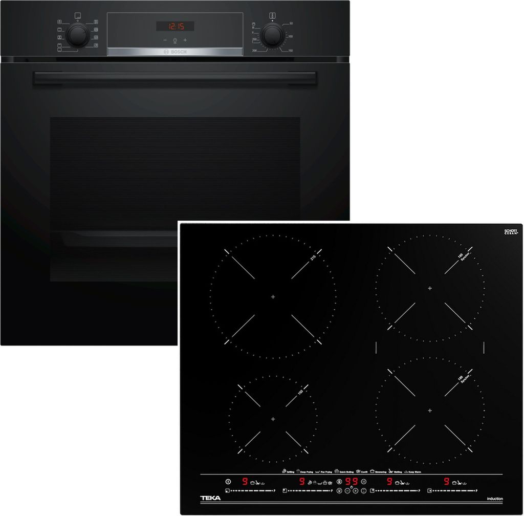 HERDSET Bosch Backofen Teleskopauszug + Teka Induktionskochfeld autark 60 cm Topferkennung