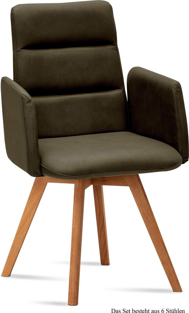 Armlehnstuhl (6er-Set) Dobka 52x92x60 Eiche geölt/Khaki