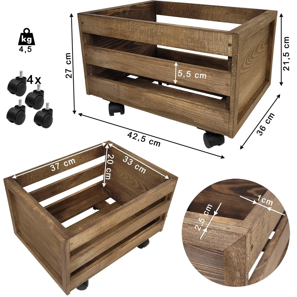 Meuble vinyle wengé sur roulettes, structure ajourée design minimaliste - 3