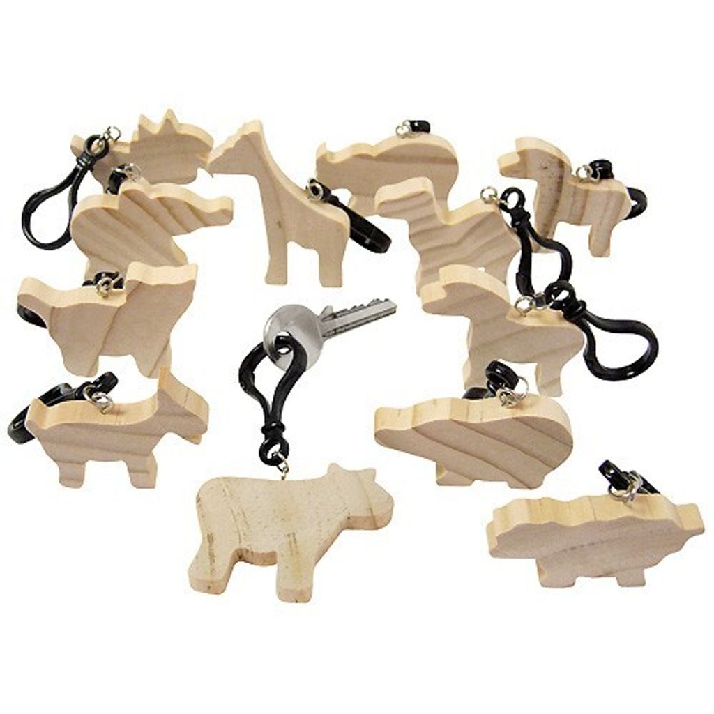 EDUPLAY 210-074 Holzfiguren Tiere Schlüsselanhänger, natur Produktbild 