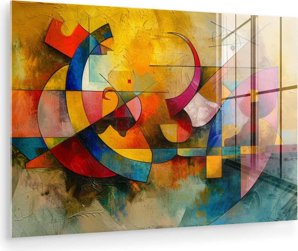 MuchoWow Glasbilder - Bilder auf Wandbild - Foto auf Glas Kunst - Abstrakt - Ästhetisch - Farbenfroh - Kunst 60x40 cm Wanddekoration aus Glas - Ac...