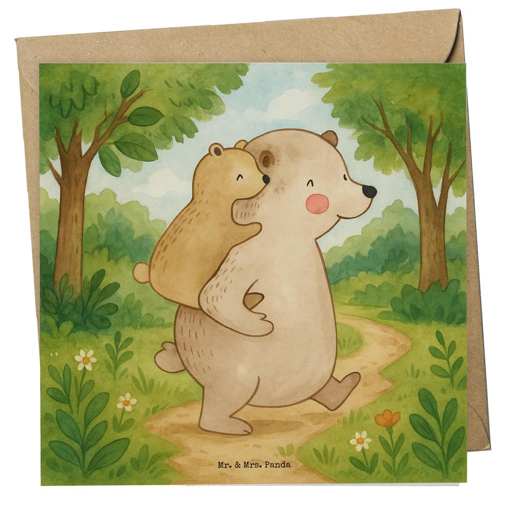 Mr. & Mrs. Panda Grußkarte Papa Bär Design - Weiß - Geschenk, Glückwunschkarte, Klappkarte, anlasskarte, Geburtstag, doppelkarte, Muttertag, fa...