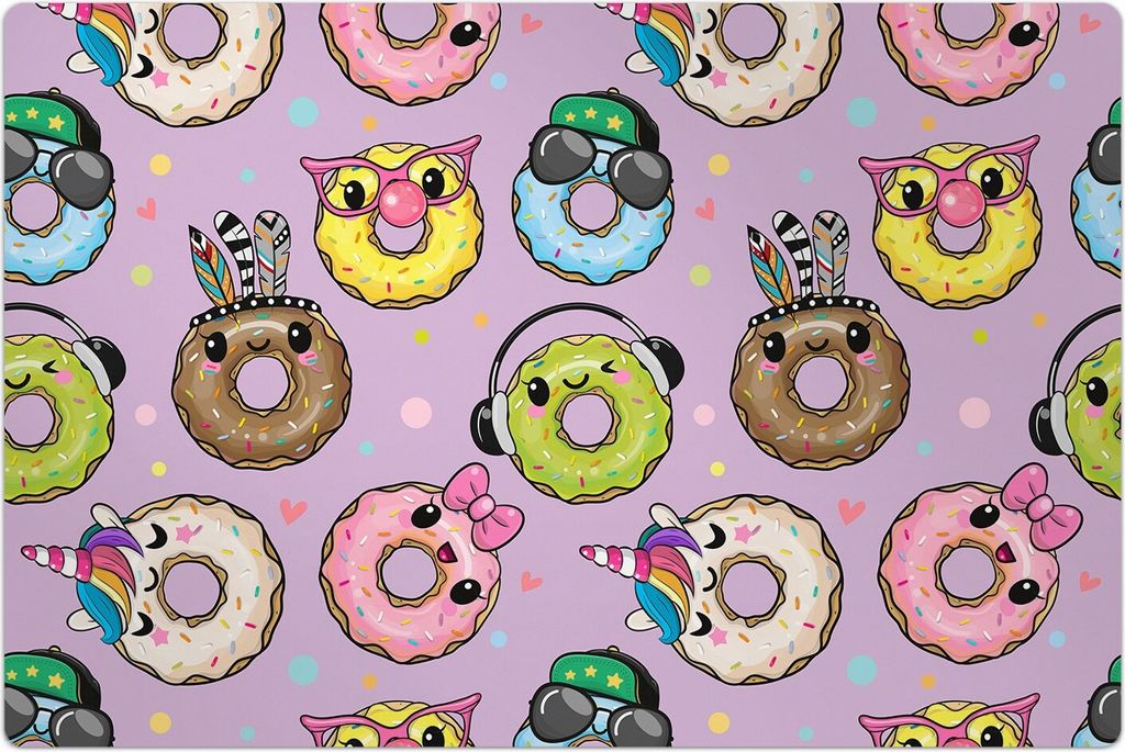 Küchenmatte 120x180 cm Vinylmatte Bodenmatte Dekoration - niedlich Cartoon Donuts