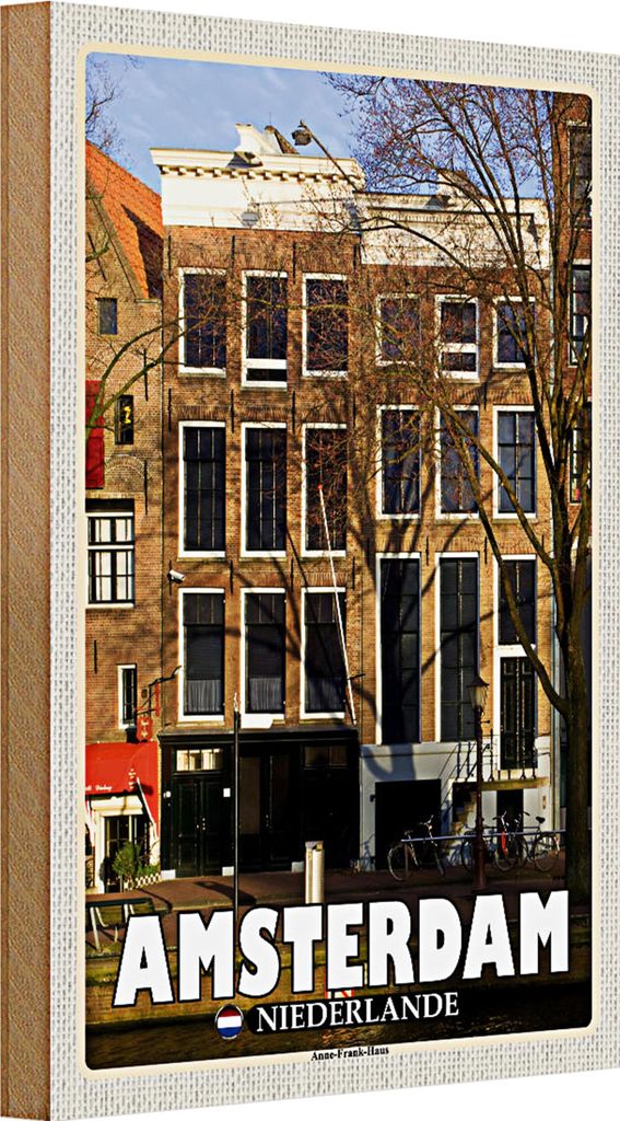 Holzschild Reise 20x30cm Amsterdam Niederlande Anne-Frank-Haus