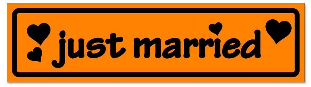 Kiwistar - Autoaufkleber - Orange - Schwarz - 45 x 12 cm - Just Married invertiert - Hinweis Aufkleber Sticker für Auto, Kfz, Fahrrad, PKW, LKW