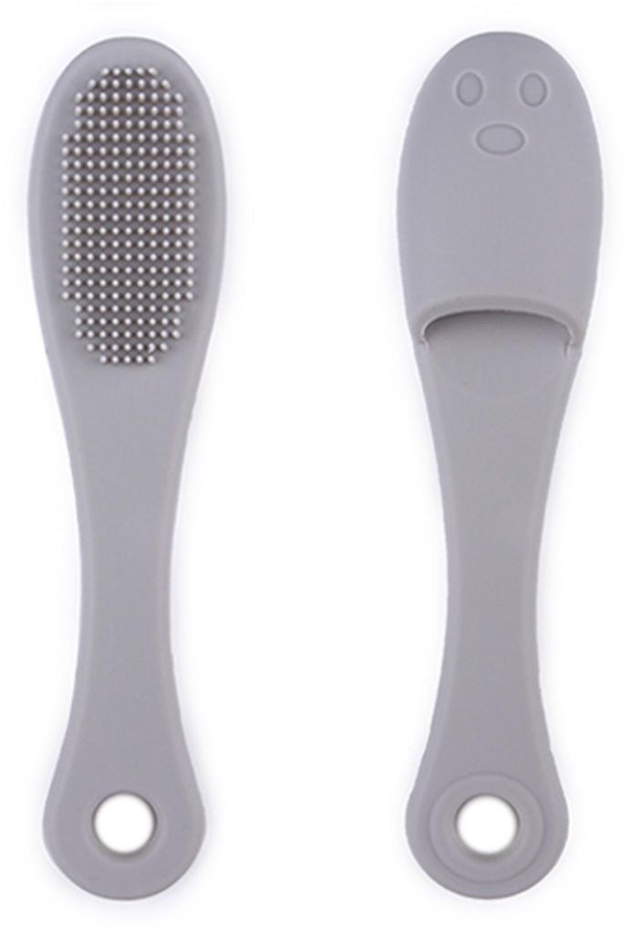 Haustier-Fingerzahnbürste aus weichem Silikon, entfernt Plaque und Zahnstein, reinigt Mundgeruch beim Hund, für die Mundpflege, Grau