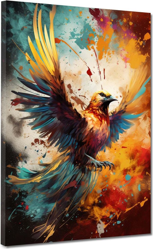 Bildertrends24 Pop Art Vogel ausgebreitete Flügel Leinwandbild Wandbild Kunst: 90x120x2cm