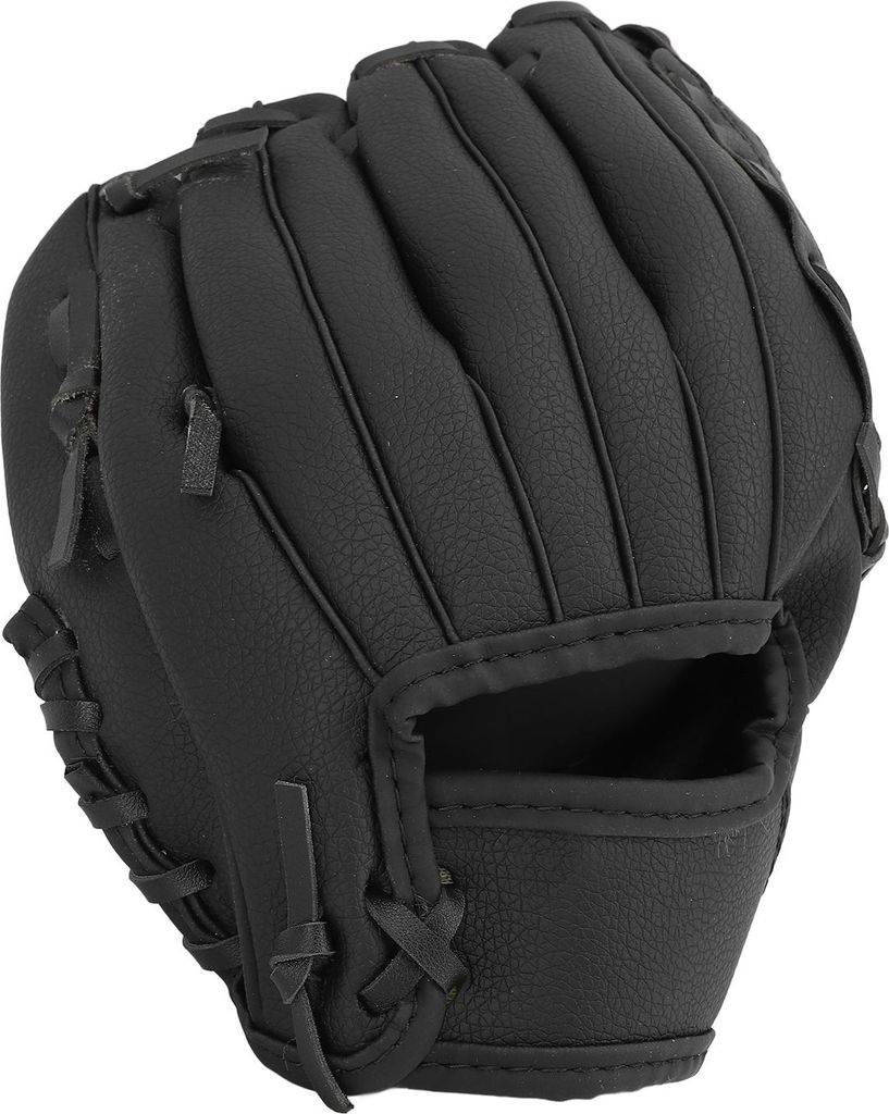 Baseballhandschuh Ergonomische Kunstlederhandschuh Weichheit Professional Fielding Softball für Jugendliche Erwachsene 12,5 Zoll Schwarz