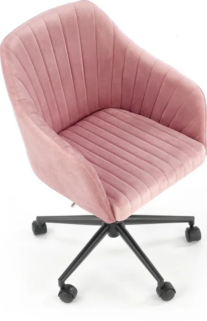 Fauteuil de bureau rose poudré Fresco en velours - Assise ajustable
