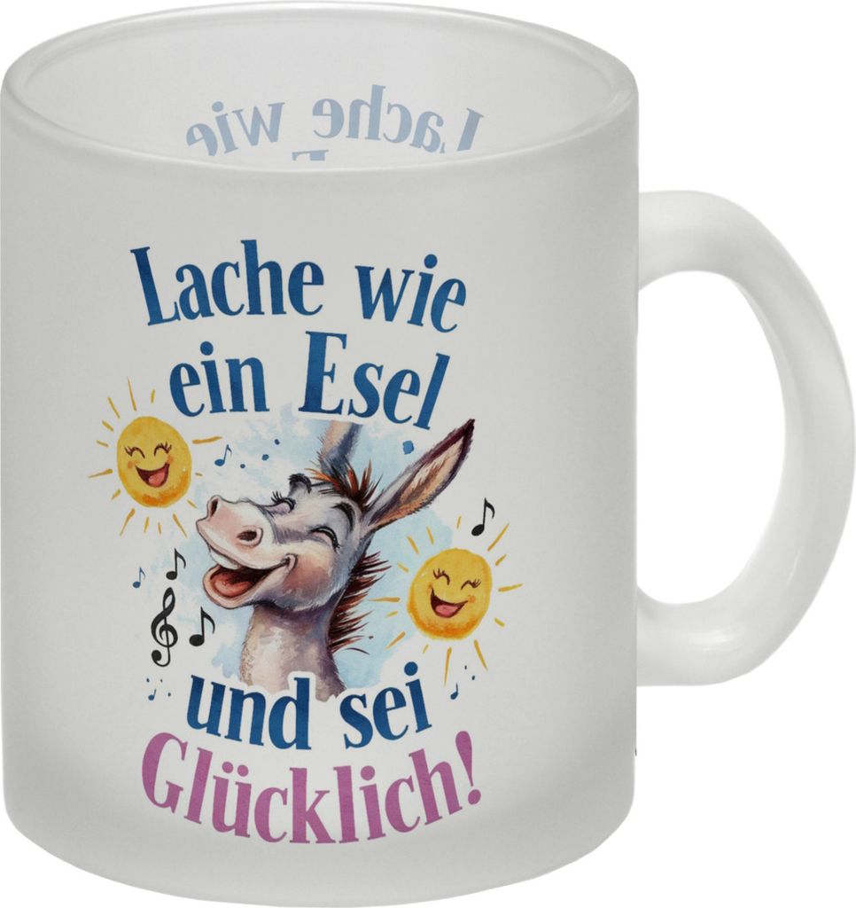 Fröhlicher Esel Lache und sei glücklich Glas Tasse