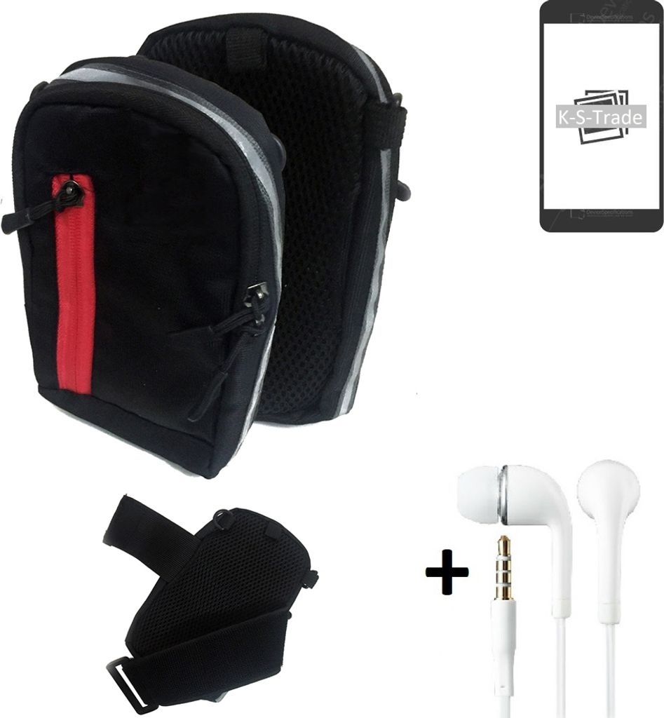 K-S-Trade Outdoor Gürteltasche Holster Umhängetasche + Kopfhörer kompatibel mit Samsung Galaxy S22+ schwarz Handy Tasche Case travelbag
