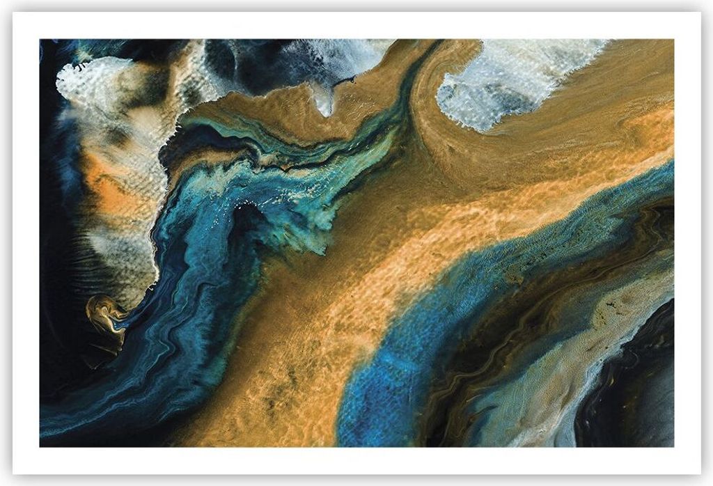 Poster - Poster ohne Rahmen - Abstraktion verschüttet Gold - 91,5x61 cm - Wand Bild - Wanddeko - Wandbilder - Kunstposter - Wandposter - Bilder - ...