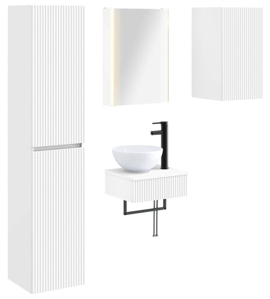 vidaXL Badezimmermöbel-Set 5 pcs Weiß Ingenieurholz und Glas