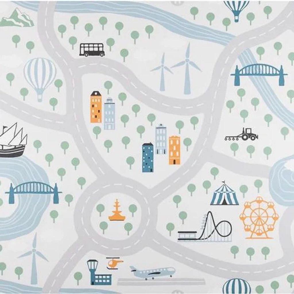 JYG Kinder Strasse Spielteppich PASTEL - 200 x 200cm – Vinyl, antiallergisch, luftreinigend, in verschiedenen Größen erhältlich - hergestellt...