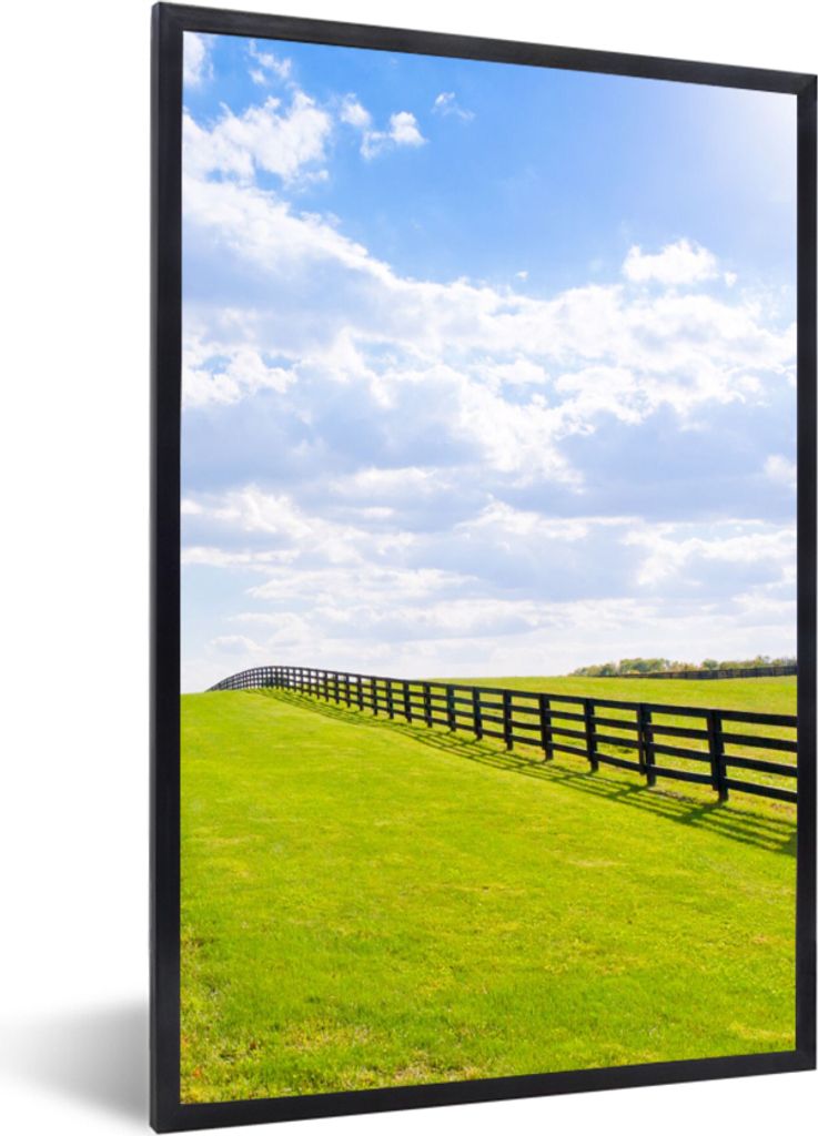 MuchoWow Gerahmtes Poster Wolken - Bäume - Straße 20x30 cm - Poster mit Schwarzem Bilderrahmen Wandposter Rahmen Foto Bilder - Drucken - Bilder...