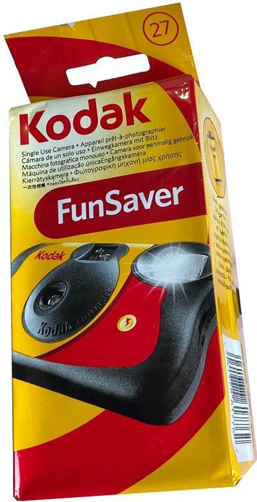 A box of Kodak Fun Saver single-use camera.