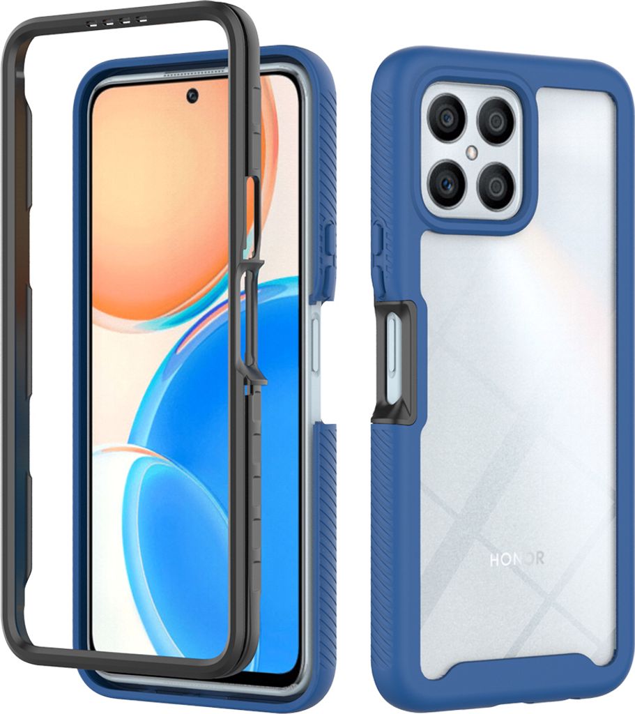 Huawei Honor X8 Hülle, Hybrid Transparente Rückseite Robust TPU Bumper Rutschfest Stoßfest Schutzhülle für Huawei Honor X8 Dunkelblau