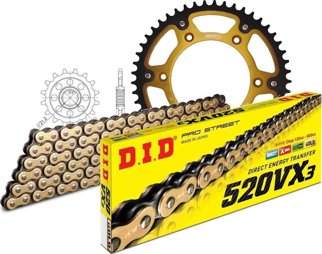 Kit Stealth (gold) HUSABERG FE650 E 03-08 15-45-114 DID520VX3(G&B) Clip