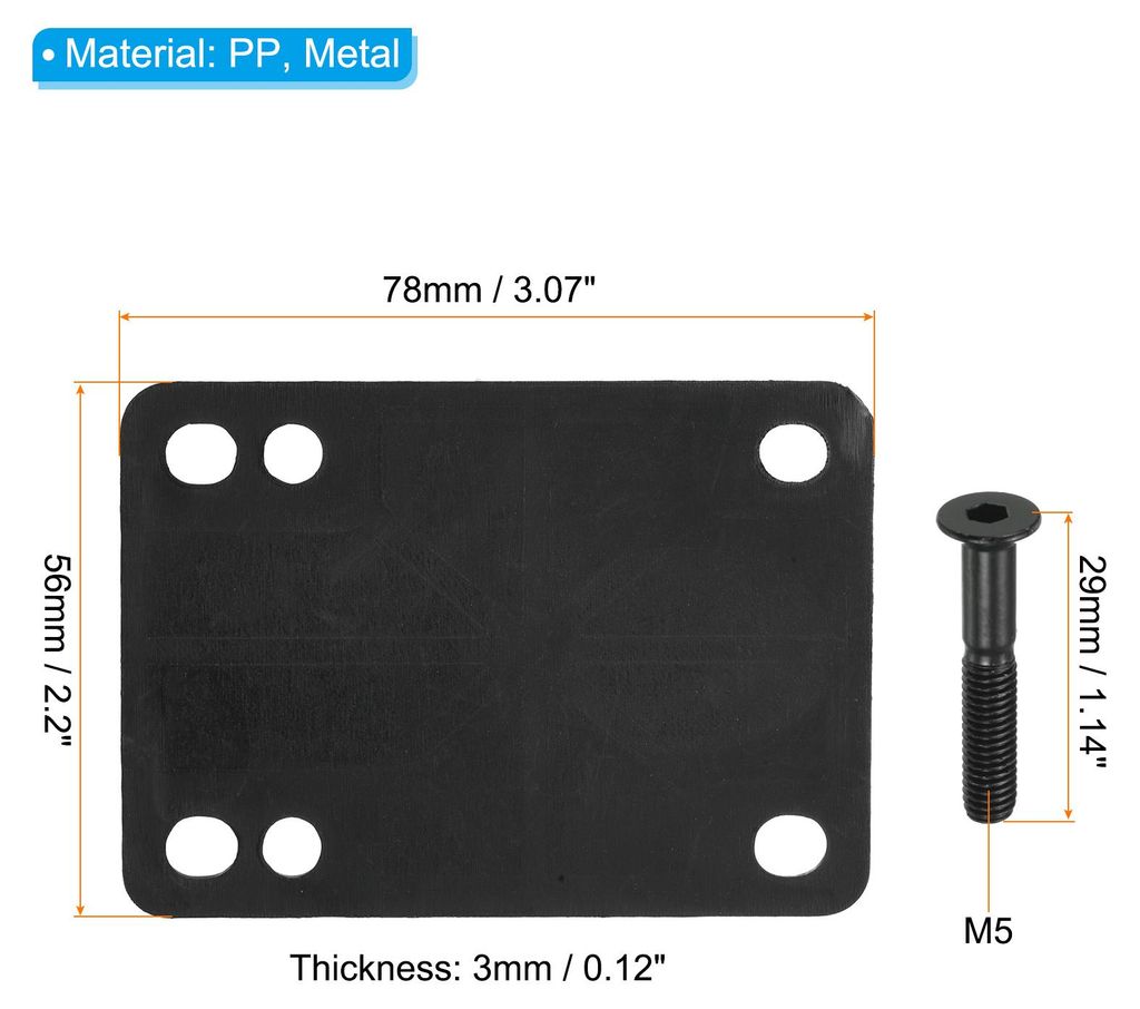 2Pack Skateboard Steigrohr Polster Schrauben Set 3mm Langboard Shock Rise Pad mit Montage Schrauben Muttern Hardware Reparatur Kit fš¹r Cruiser S...
