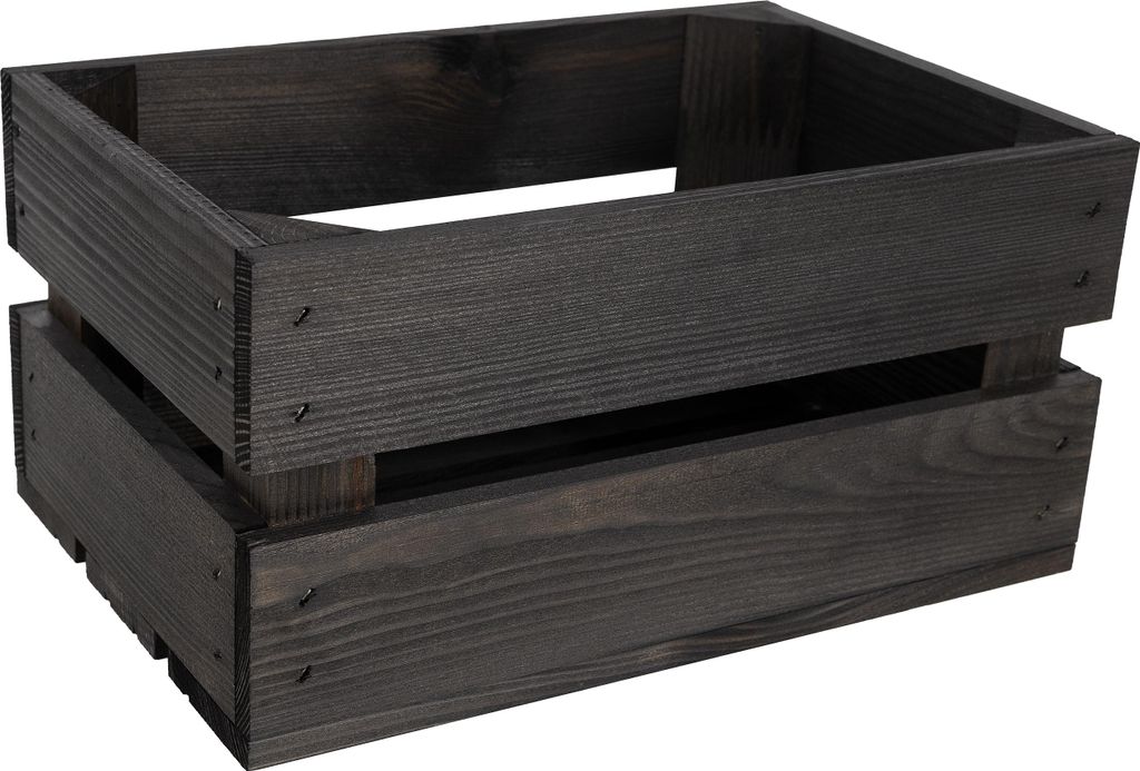 Creative Deco Caisse en Bois Noir 30 x 20 x 15 cm Caisse Image du produit 