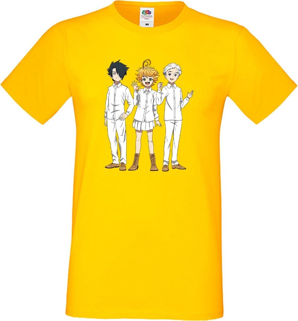 Herren T-Shirt Japan Manga Animation Comics The Promised Neverland Var-009 The Promised Neverland, Man L / Gelb