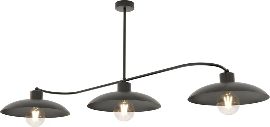 Plafonnier pour salon et cuisine design industriel FOSTER noir 3xE27